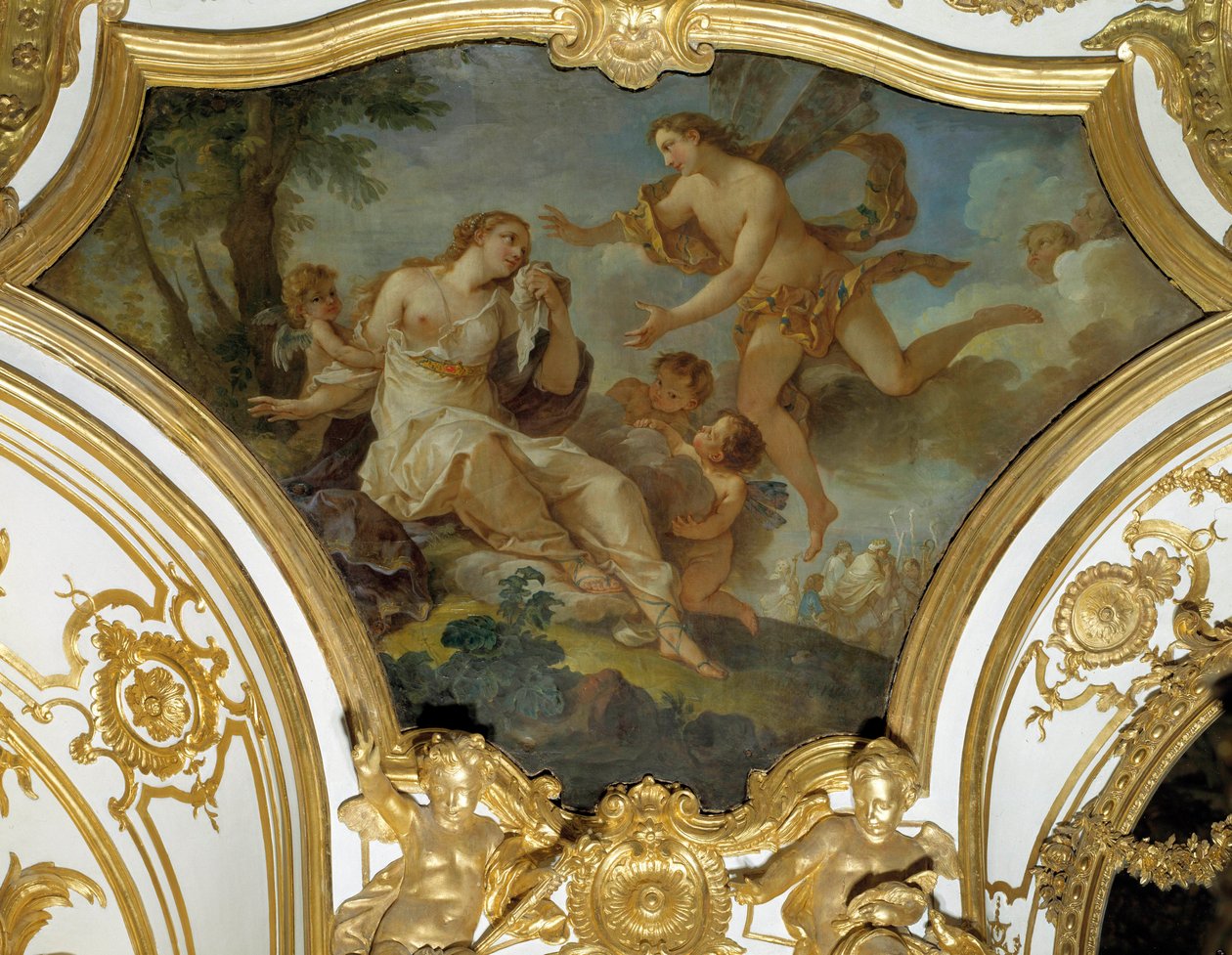 Psyyke keräsi Zephir. Kattomaalaus Charles Joseph Natoire (Charles-Joseph Natoire tekijältä Charles Joseph Natoire
