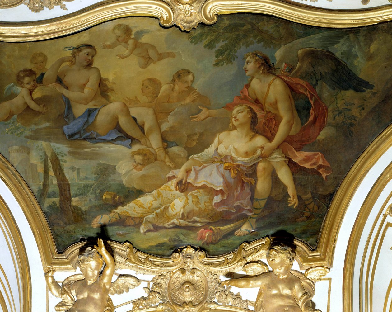 Pelon psyykevirhe Venus Ceiling -maalauksen Charles Joseph Natoire (Charles-Joseph Natoire) läsnä ollessa tekijältä Charles Joseph Natoire