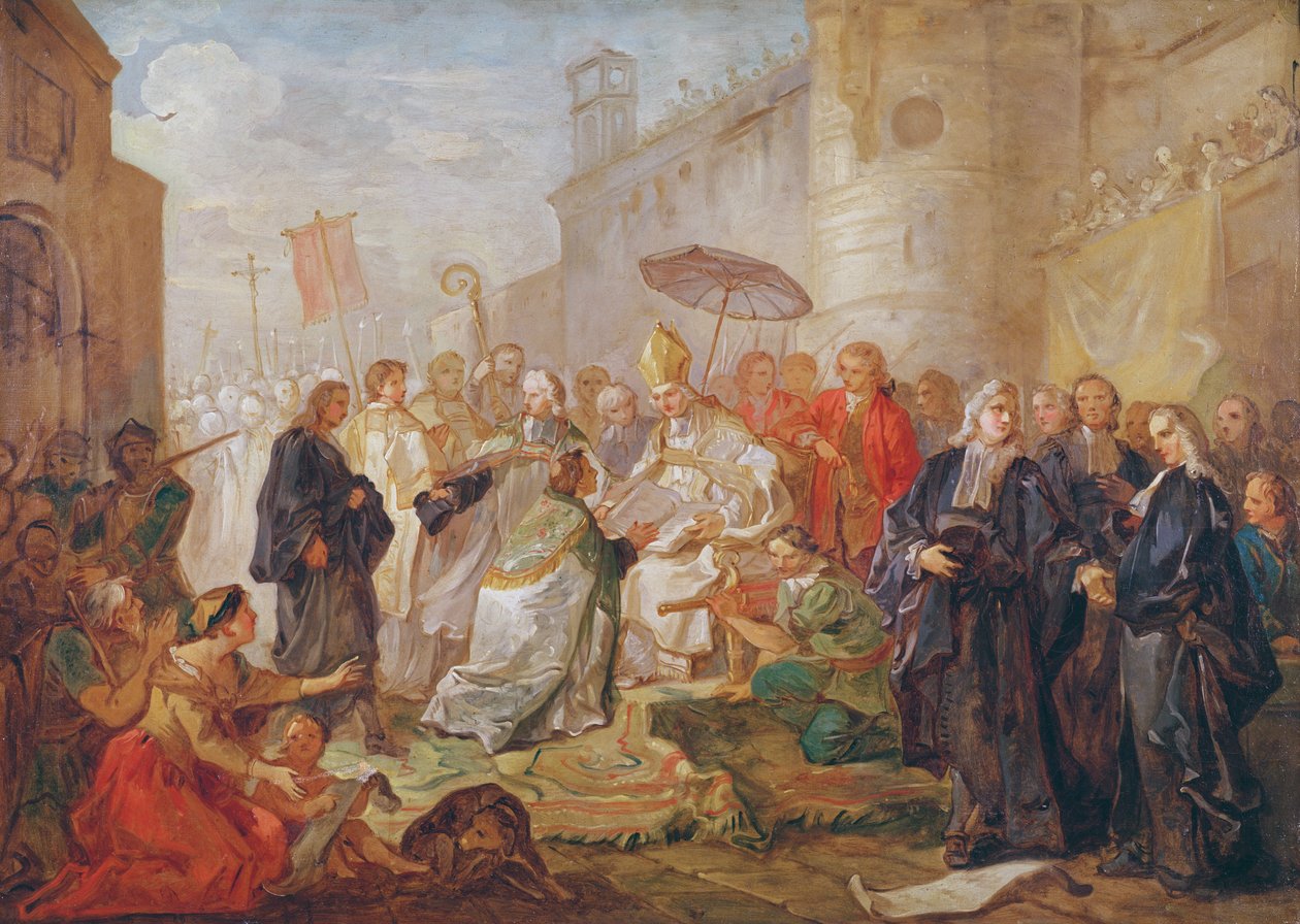 Monseigneur Nicolas-Joseph de Parisin juhlallinen saapuminen Orléansin piispana vuonna 734, 1745 tekijältä Charles Joseph Natoire