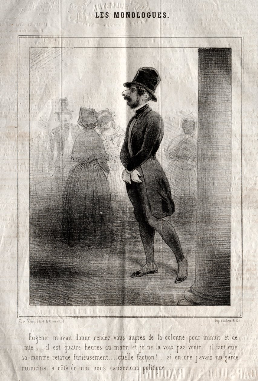 Monologit: Eugénie oli varannut minulle tapaamisen kolumnille puoli yhdeksäksi yöksi... tekijältä Charles Joseph Traviès de Villers