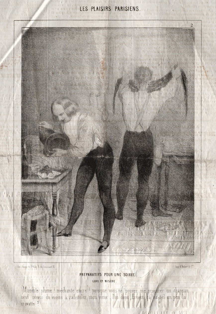Les Plaisirs Parisiens: Iltavalmistelut. Luksusta ja kurjuutta. Kirottu sulka! huono muste!... tekijältä Charles Joseph Traviès de Villers