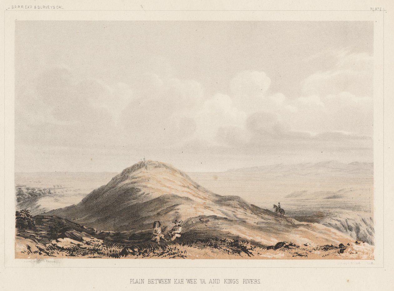Plain Between Kah Wee Ya and Kings Rivers, litho, A. Hoen & Co., 1855 chromolitho tekijältä Charles Koppel