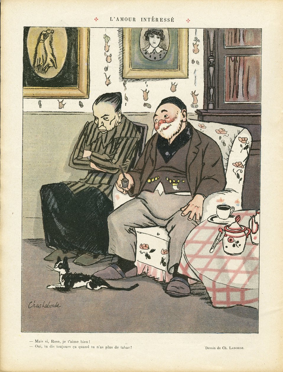 Kuva Chas-Labordesta (1886-1941) Le Riressä, 05.04.13 - Kiinnostunut rakkaus - Rakkaus, Tupakointi, Sisustusarkkitehtuuri, Gastronominen kokki, Kolmas ikä, Tupakka - Kissa tekijältä Charles Laborde