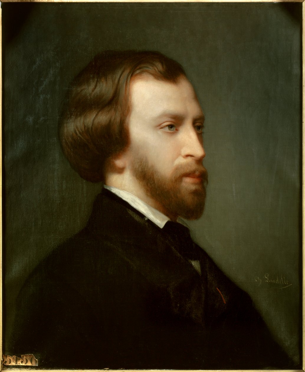 Muotokuva Alfred de Mussetista (1810-1857), ranskalainen runoilija vuonna 1854 Charles Landellen (1812-1908) maalaus tekijältä Charles Landelle