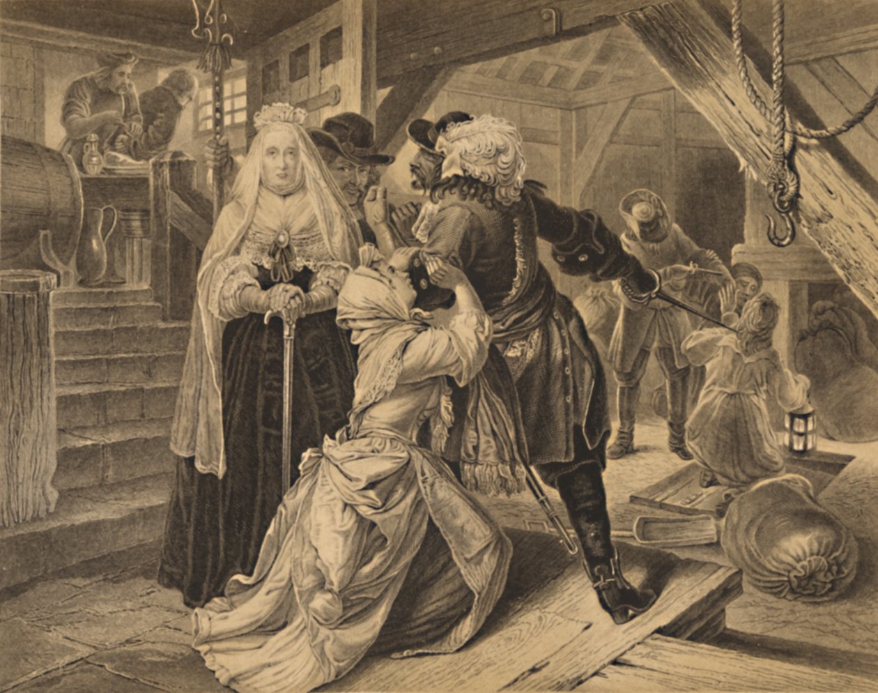 Alice Lislen pidätys Sedgemoorin taistelun pakolaisten suojelemisesta, 1685, 1886 tekijältä Charles Lawrie
