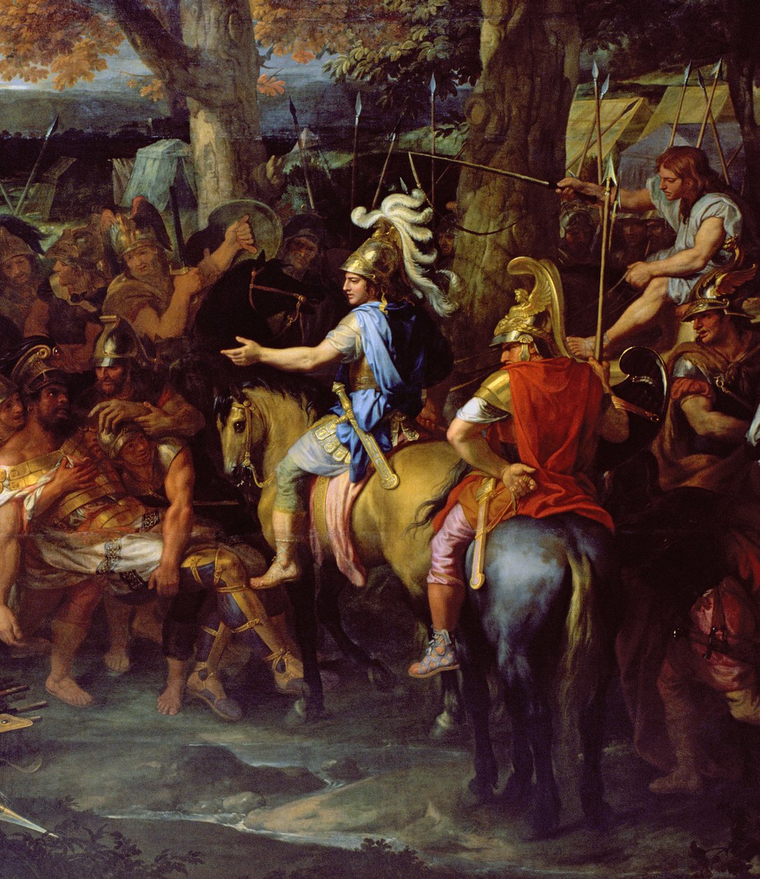 Aleksanteri ja Porus Hydaspesin taistelussa, n. 1673 (öljy kankaalle) (90063:n yksityiskohta) tekijältä Charles Le Brun