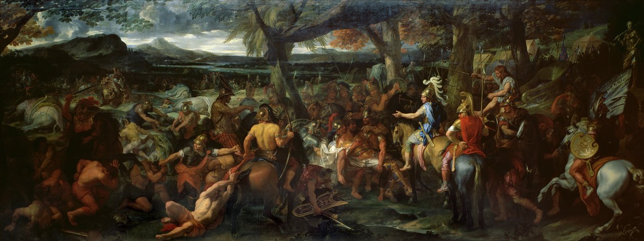 Aleksanteri ja Porus Hydaspesin taistelussa, n. 1673 (öljy kankaalle) tekijältä Charles Le Brun