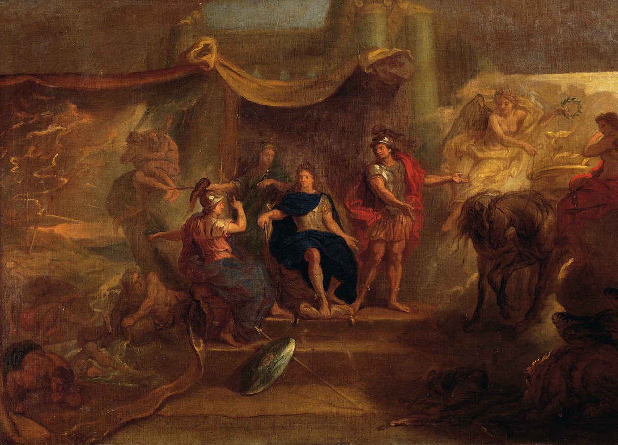 Päätös käydä sotaa hollantilaisia vastaan, kattomaalaus Galerie des Glacesista Versailles