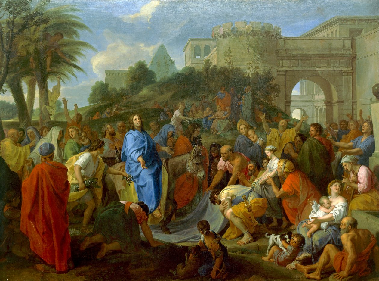 Kristuksen tulo Jerusalemiin, Charles Le Brun (1619-1690), öljy kankaalle tekijältä Charles Le Brun