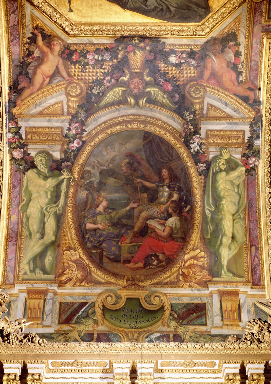 Vuonna 1662 saatu rahoitusmääräys, kattomaalaus Galerie des Glacesista tekijältä Charles Le Brun