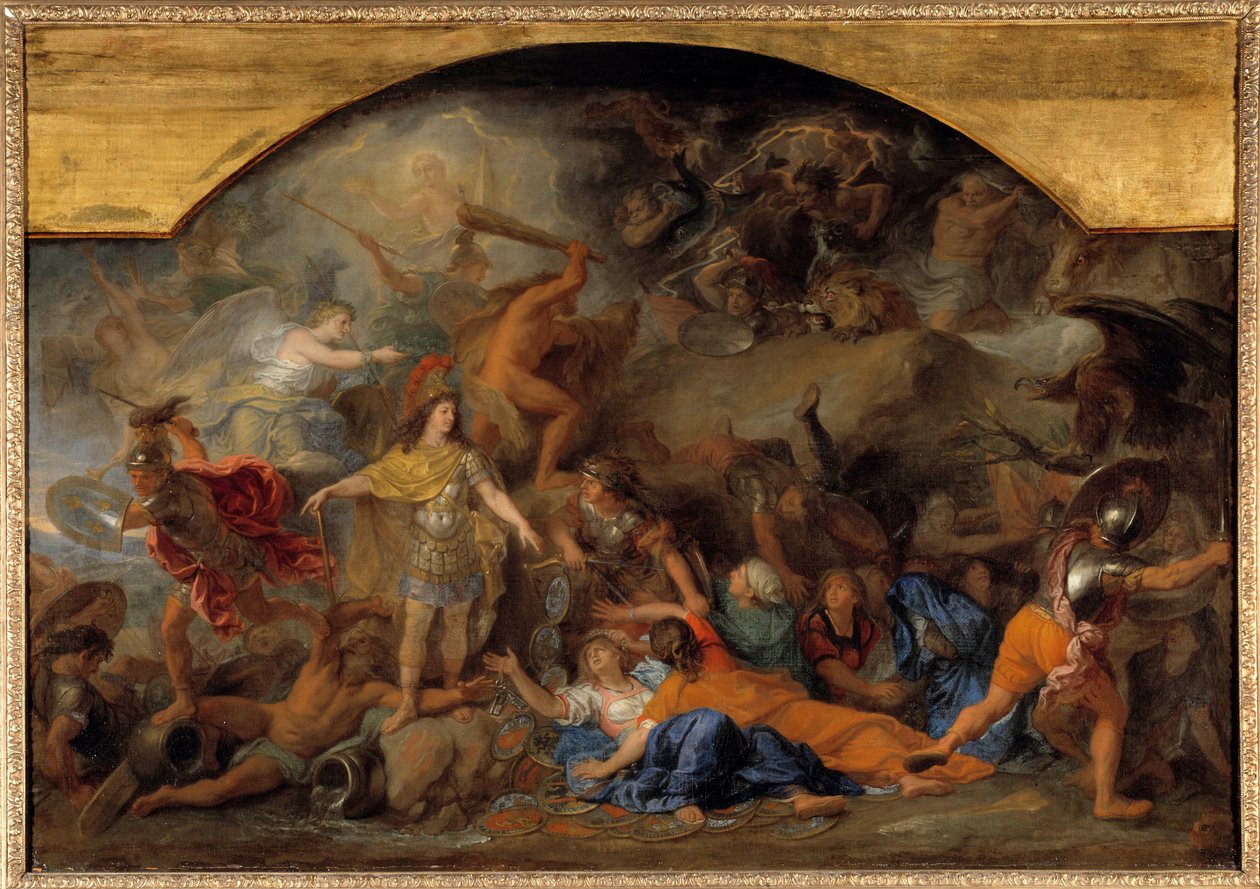 Hollannin sota (1672-1679): "" Franche-Comte valloitti toisen kerran vuonna 1674"" Charles Lebrunin (Le Brun) (1619-1690) maalaus 1600-luvun su. 0,93x1,4 m tekijältä Charles Le Brun