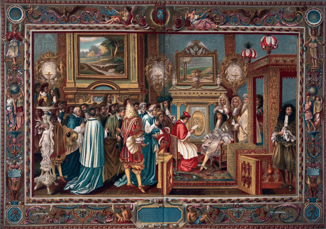 Ludvig XIV:n kuulija paavin suurlähettilään Sigismondo Chigin luo, 29. heinäkuuta 1664, 1903. tekijältä Charles Le Brun