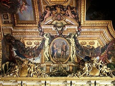 Kahden meren kohtaaminen, kattomaalaus Galerie des Glacesista tekijältä Charles Le Brun