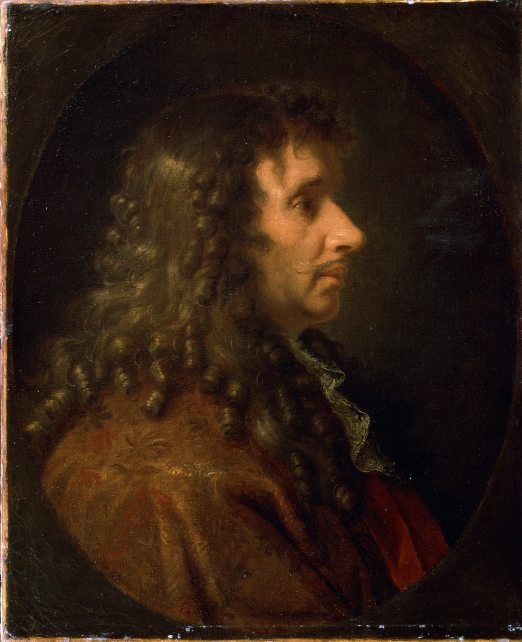 Moliere (Jean-Baptiste Poquelinin (1622-1673) profiilikuva. Maalaus, noin 1660. tekijältä Charles Le Brun