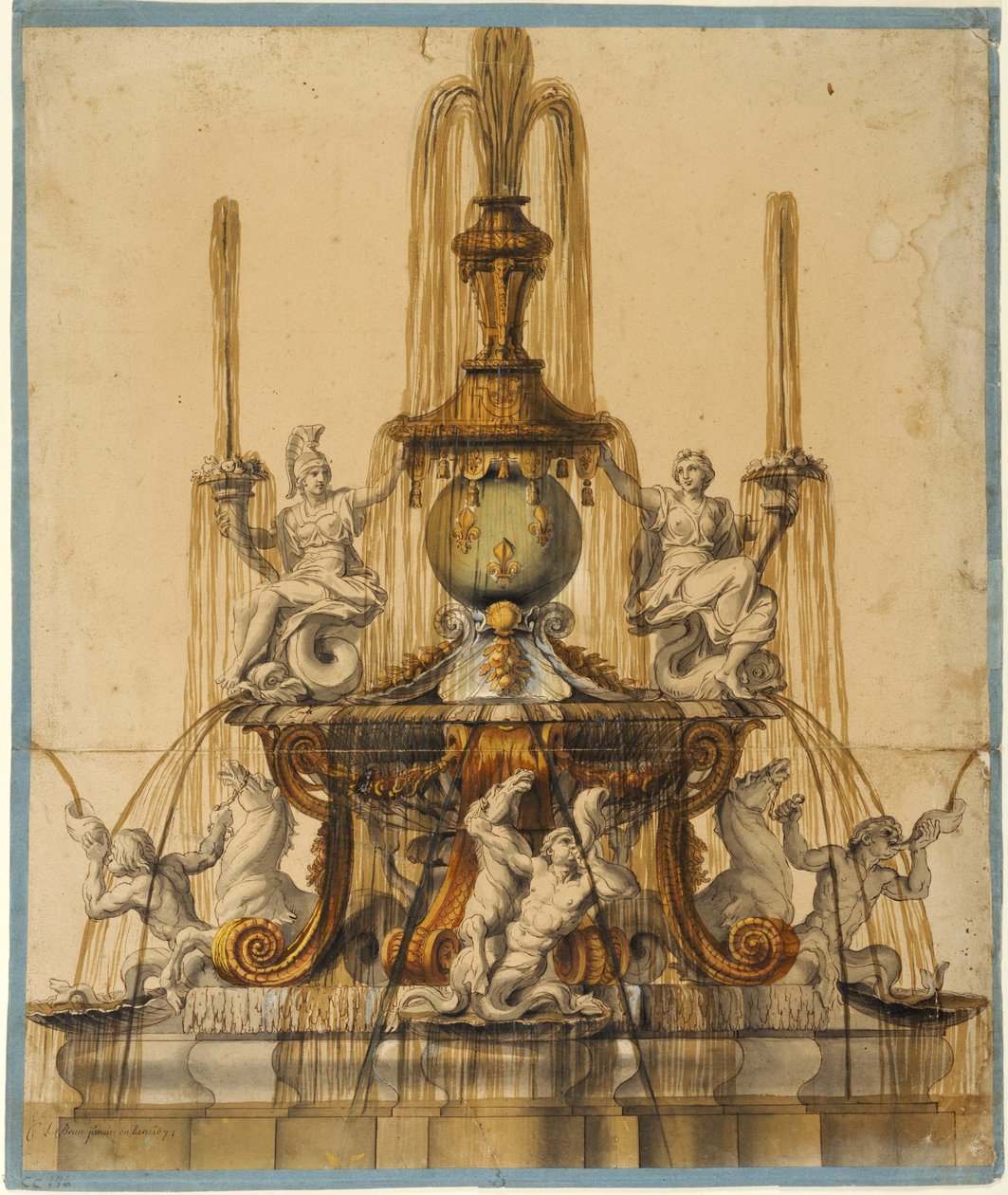 Vorschlag für einen Brunnen in Versailles tekijältä Charles Le Brun