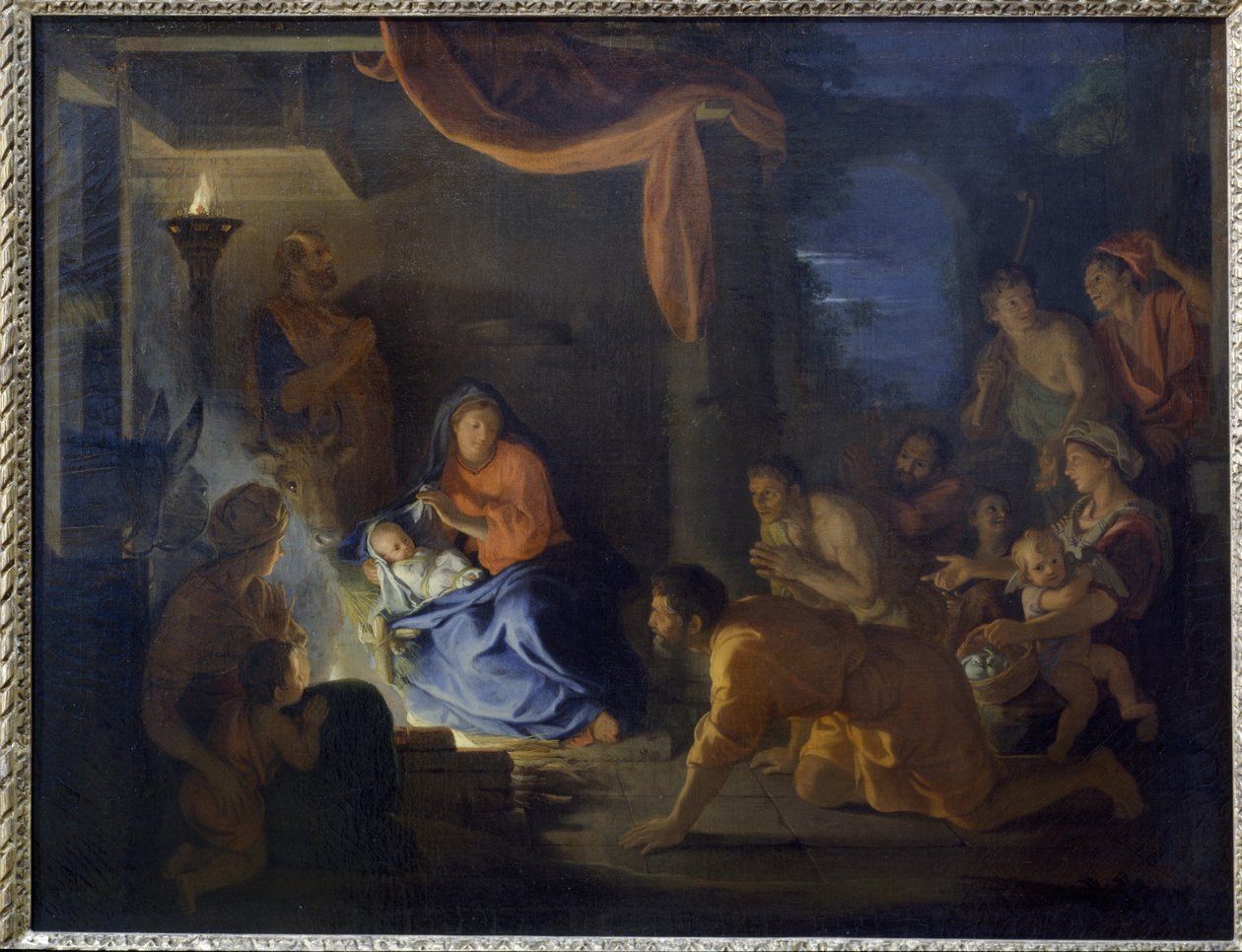Paimenten palvonta. (Öljy kankaalle tekijältä Charles Le Brun