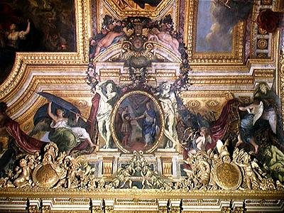 Sveitsin kanssa tehdyn liiton uusiminen vuonna 1663, kattomaalaus Galerie des Glacesista tekijältä Charles Le Brun