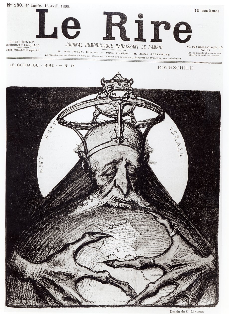 Karikatyyri Rothschild-suvusta Le Rire -lehdestä, 16. huhtikuuta 1898. tekijältä Charles Leandre