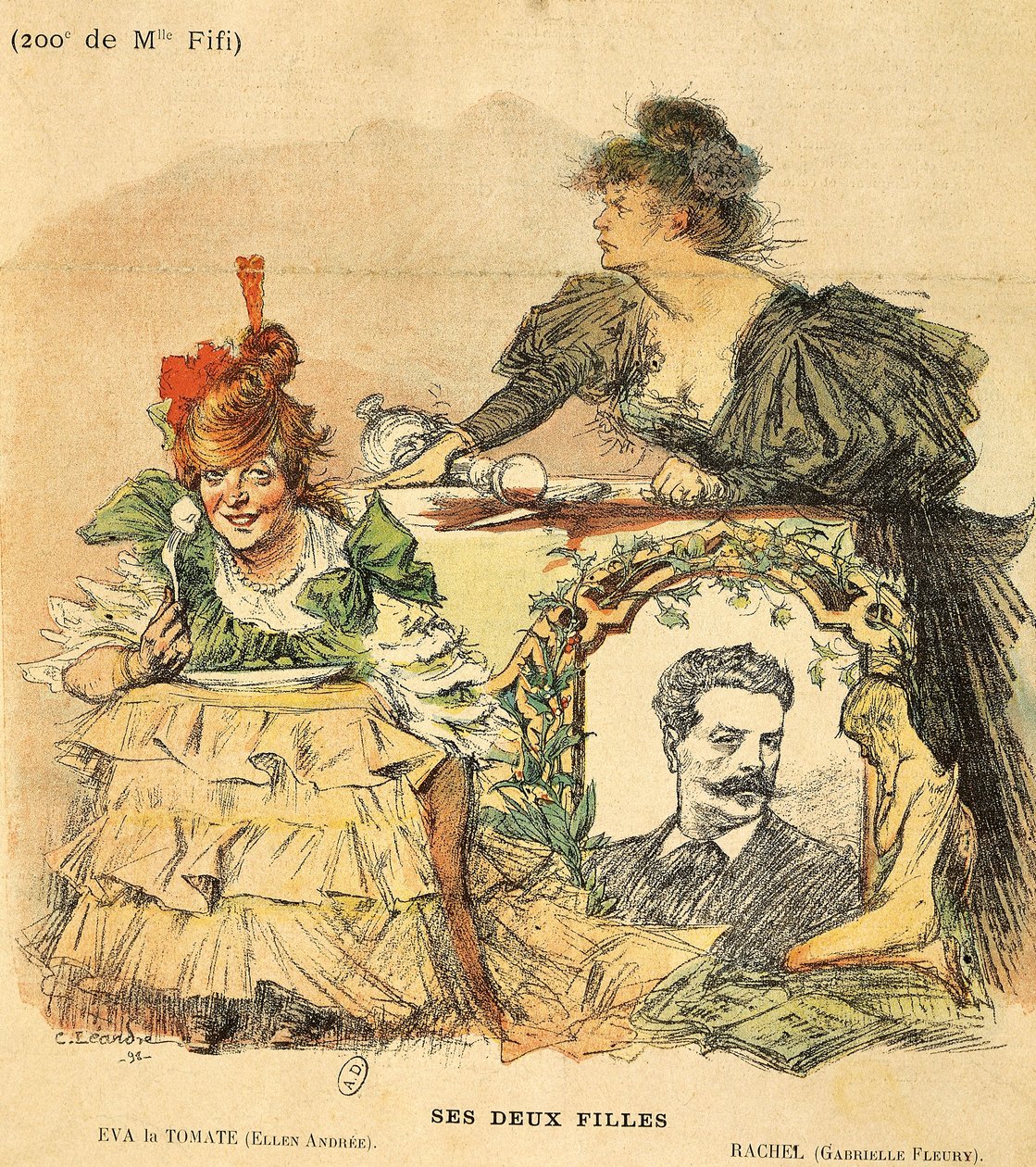 Sarjakuva Mademoiselle Fifin kahdestasadasta kopiosta Guy de Maupassantin novellista tekijältä Charles Leandre
