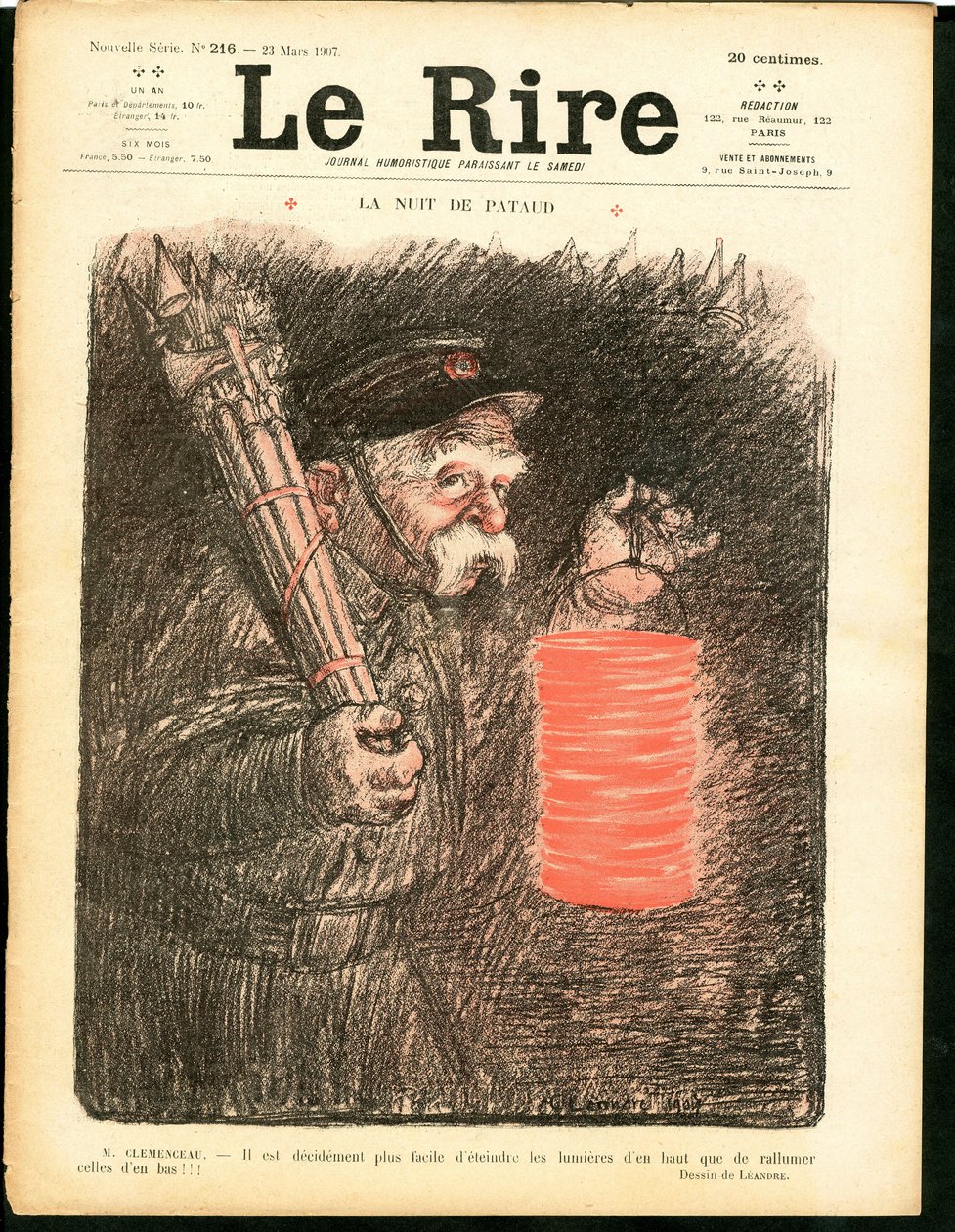 Kansi "The Laughter", satiirinen väreissä tekijältä Charles Leandre