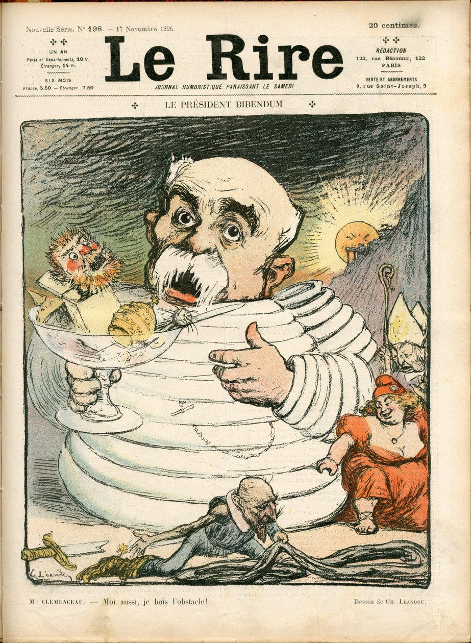 Kansi ""The Laughter"", numero 198, värillinen satiirinen tekijältä Charles Leandre