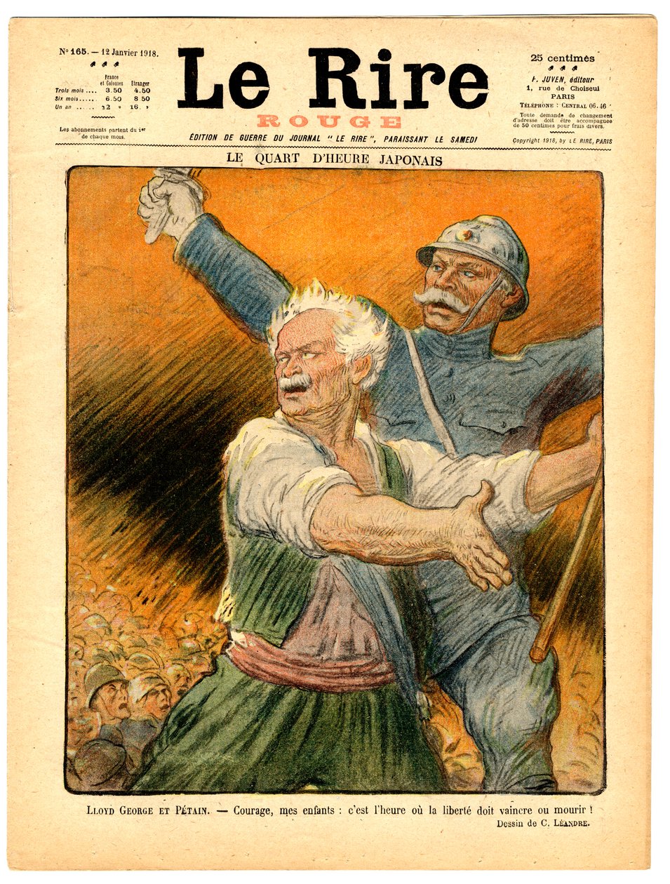 Kansi "" The Red Laughter", satiirinen väreissä tekijältä Charles Leandre