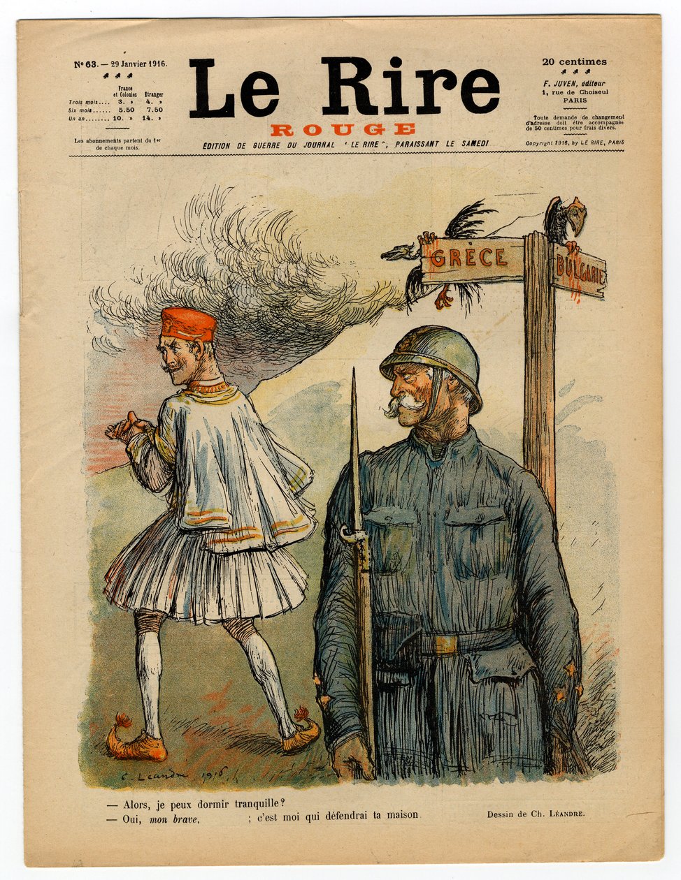 Kansi "" The Red Laughter", satiirinen väreissä tekijältä Charles Leandre