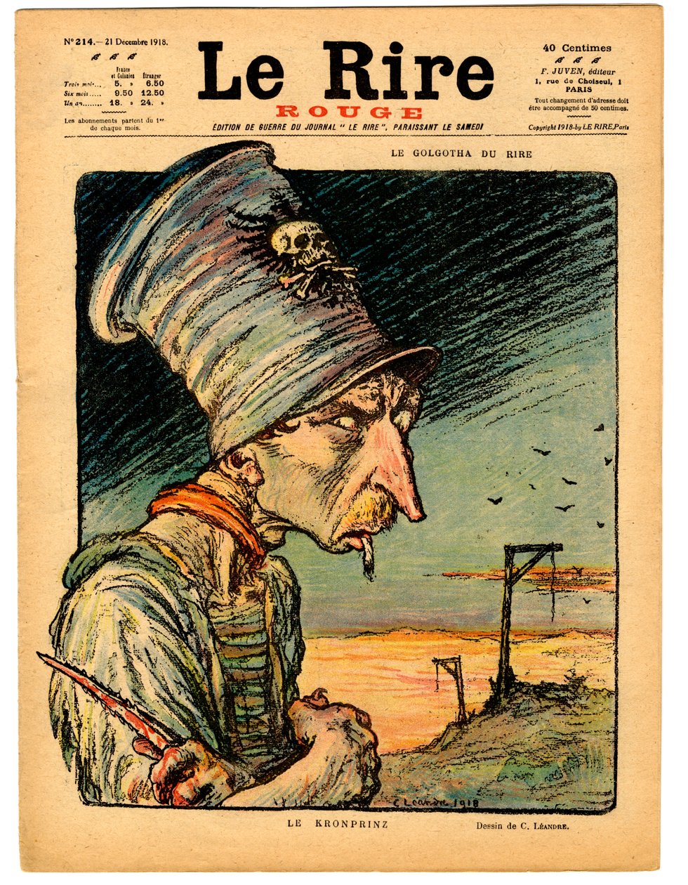 Kansi "" The Red Laughter", satiirinen väreissä tekijältä Charles Leandre