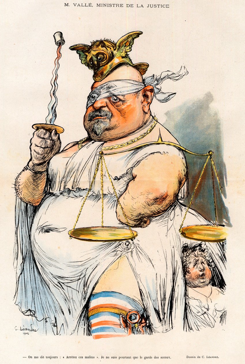 Ernest Valle (1845-1920) - oikeusministeri vuonna 1902 - Charles Leandren (1862-1934) sarjakuva elokuvassa "" Le Rire""" 1902 tekijältä Charles Leandre