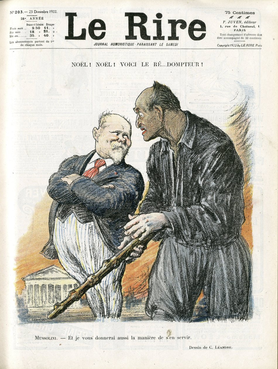 Kuva Charles Leandresta (1862-1934) Le Riren kanteen, 23.12.22 - Noel Noel - Tasavallan presidentti - Poincare Raymond, Mussolini Benito, Tamer tekijältä Charles Leandre