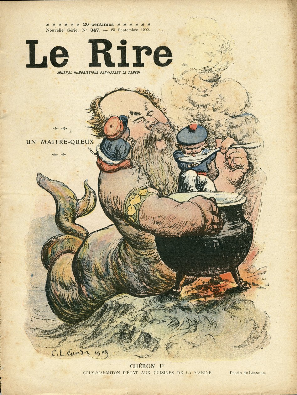 Kuva Charles Leandresta (1862-1934) Le Riren kanteen, 25.09.09 - Mestarijono - Marine Marine Marine Balneaire - Cheron Henry (1867-1936), Sirene tekijältä Charles Leandre
