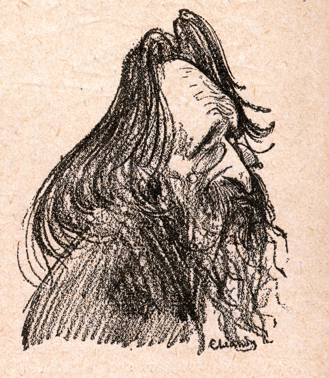 Jules Guesde (1845-1922) ranskalainen poliitikko - kaiverrus Paul Bosqin kirjaan "Our Dear Suvereign" - kuvitus Charles Leandre (1862-1934) 1898 - tekijältä Charles Leandre