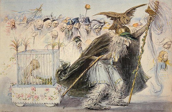 Sensuuri (Madame Anastasie) vetää vangittua rakkautta, jota seuraa vanhurskaiden ihmisten joukko tekijältä Charles Leandre