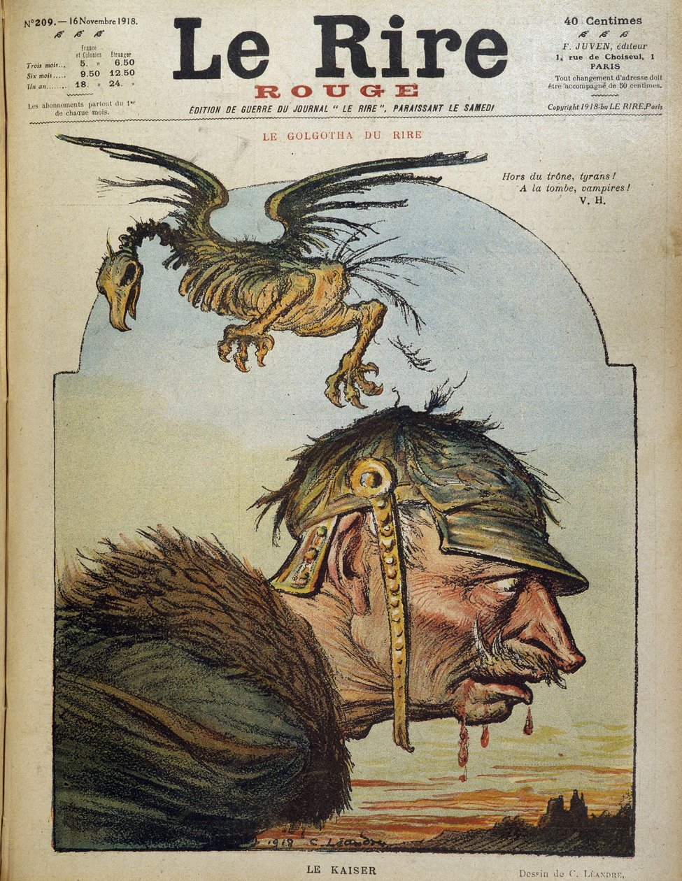 Kaiser: William II - Charles Leandren (1862-1934) sarjakuva elokuvassa "Le Rire rouge" 16.11.1918 tekijältä Charles Leandre