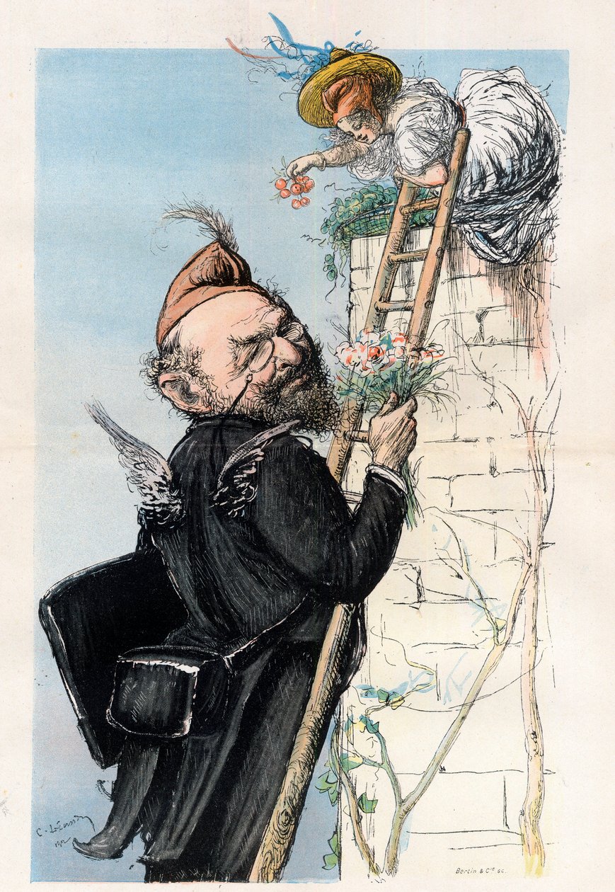 Leon Bourgeois (1851-1925), ranskalainen lakimies ja poliitikko - Charles Leandren (1862-1934) sarjakuva elokuvassa "" Le Rire""" 1902 tekijältä Charles Leandre