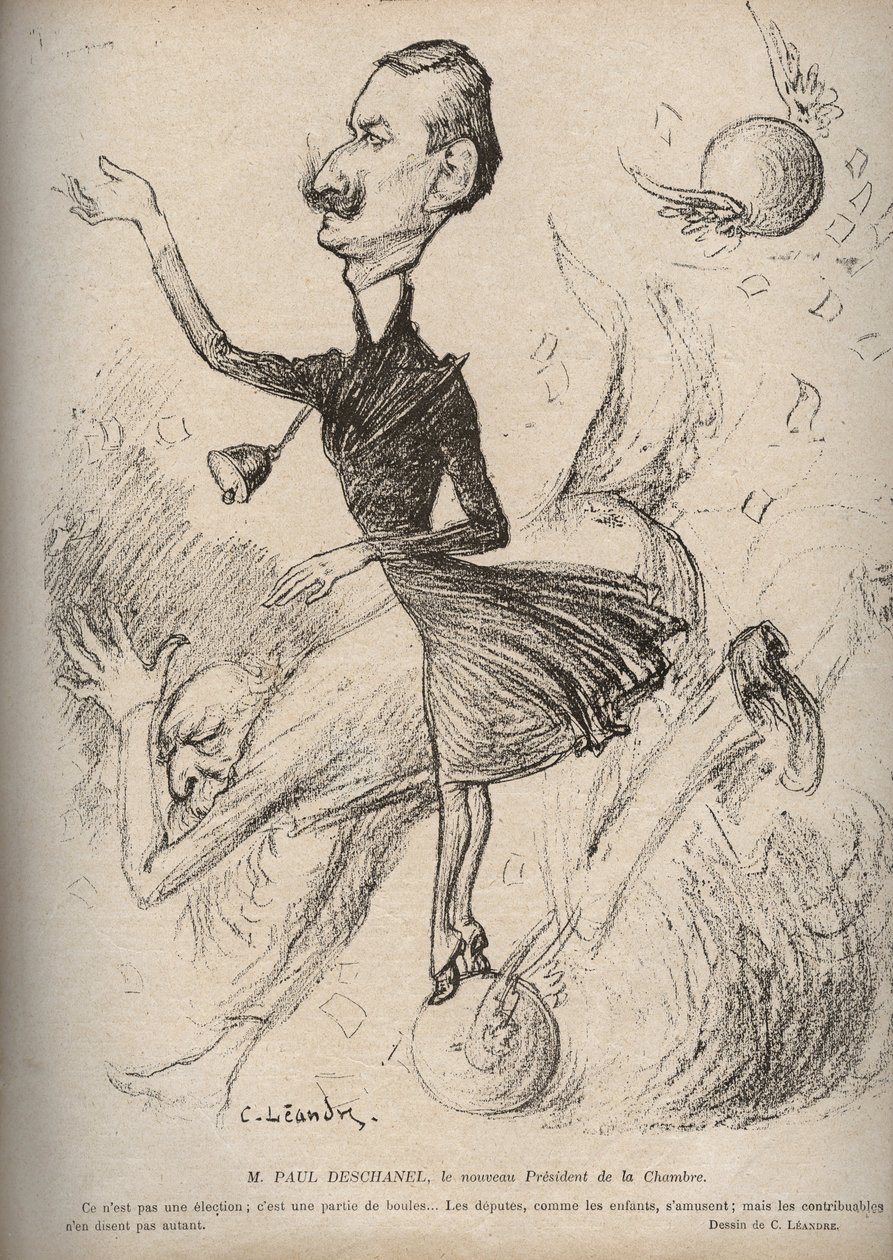 Herra Paul Deschanel, talon uusi puhemies - Charles Leandren (1862-1934) sarjakuva elokuvassa "The Rire"" 1898 tekijältä Charles Leandre