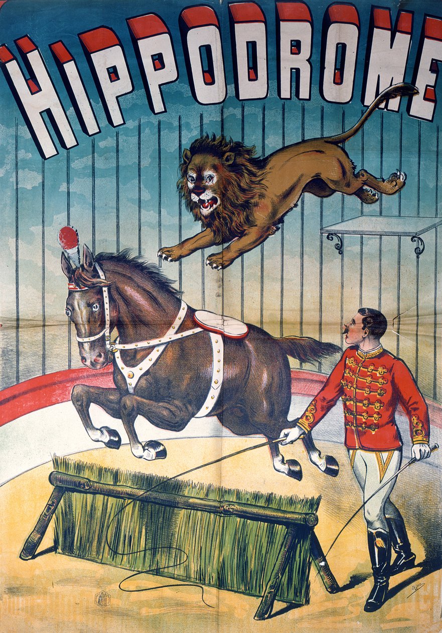 Juliste, joka mainostaa "Hippodrome"-sirkusta, n. 1900 tekijältä Charles Levy