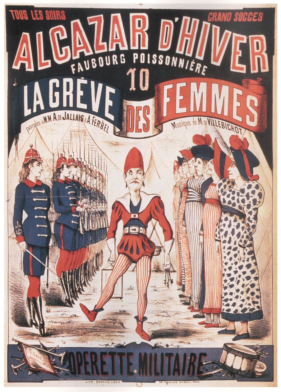 Juliste A. de Villebichotin operetille La Grêve des femmes, 1879-1880 tekijältä Charles Levy