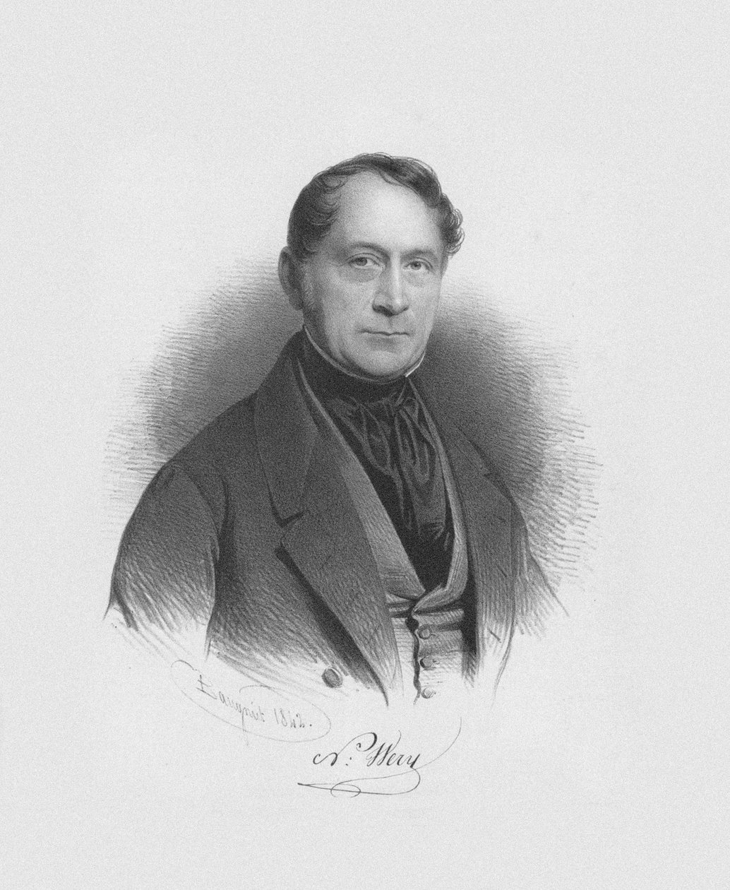 Kapellimestari ja säveltäjä Nicolas-Lambert Wéryn muotokuva 1789-1867, 1842. tekijältä Charles Louis Baugniet