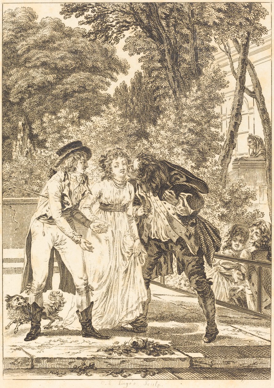 Suudelma palasi: Suudelma palasi tekijältä Charles Louis Lingée after Jacques Louis François Touzé