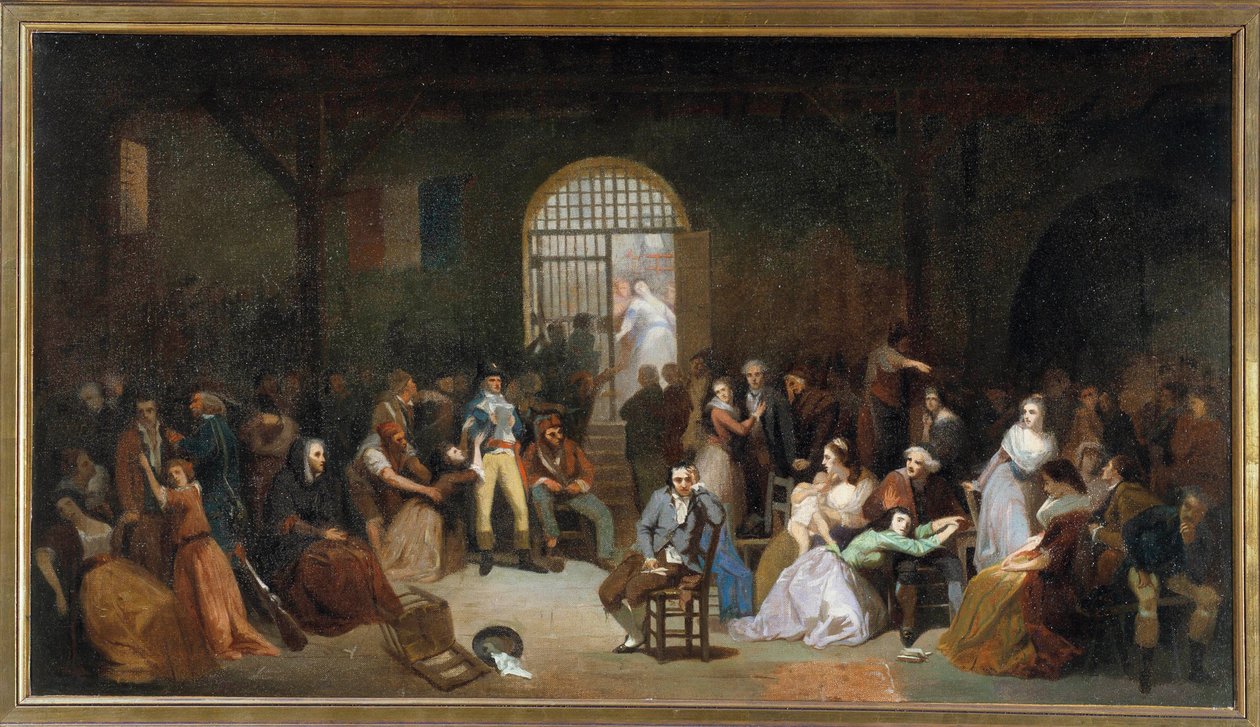 Terrorin viimeisten uhrien vetoomus Pyhän Lasaruksen vankilassa heinäkuussa 1795 Charles Louis Mullerin (1815-1892) maalaus 1795 su. 5,05 x 8,90 m tekijältä Charles Louis Lucien Muller