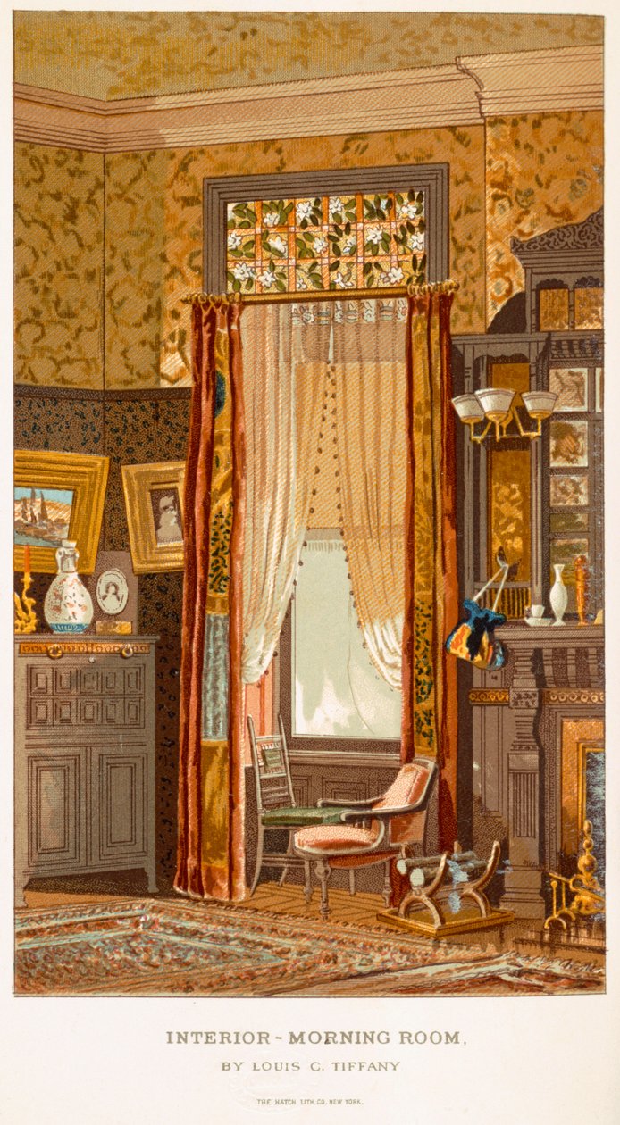 Morning Room 1881, kirjoittanut Tiffany, Charles Louis julkaisusta C Harrisons Womans Handiwork in Modern Homes New York 1881 tekijältä Charles Louis Tiffany