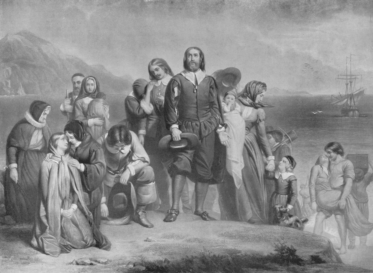 Pyhiinvaeltajien maihinnousu, c1848, 1911 tekijältä Charles Lucy