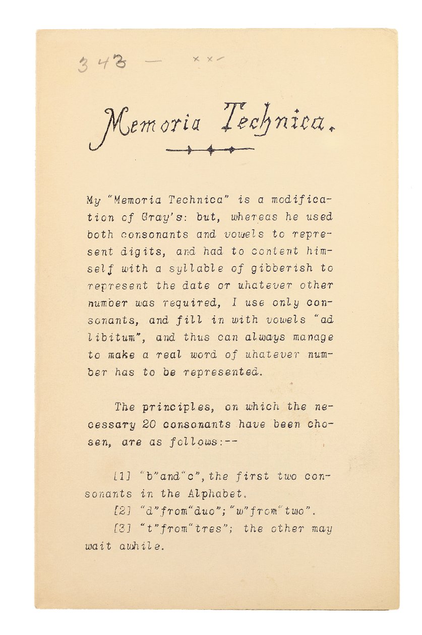 Memoria Technica, Oxford tekijältä Charles Lutwidge Dodgson