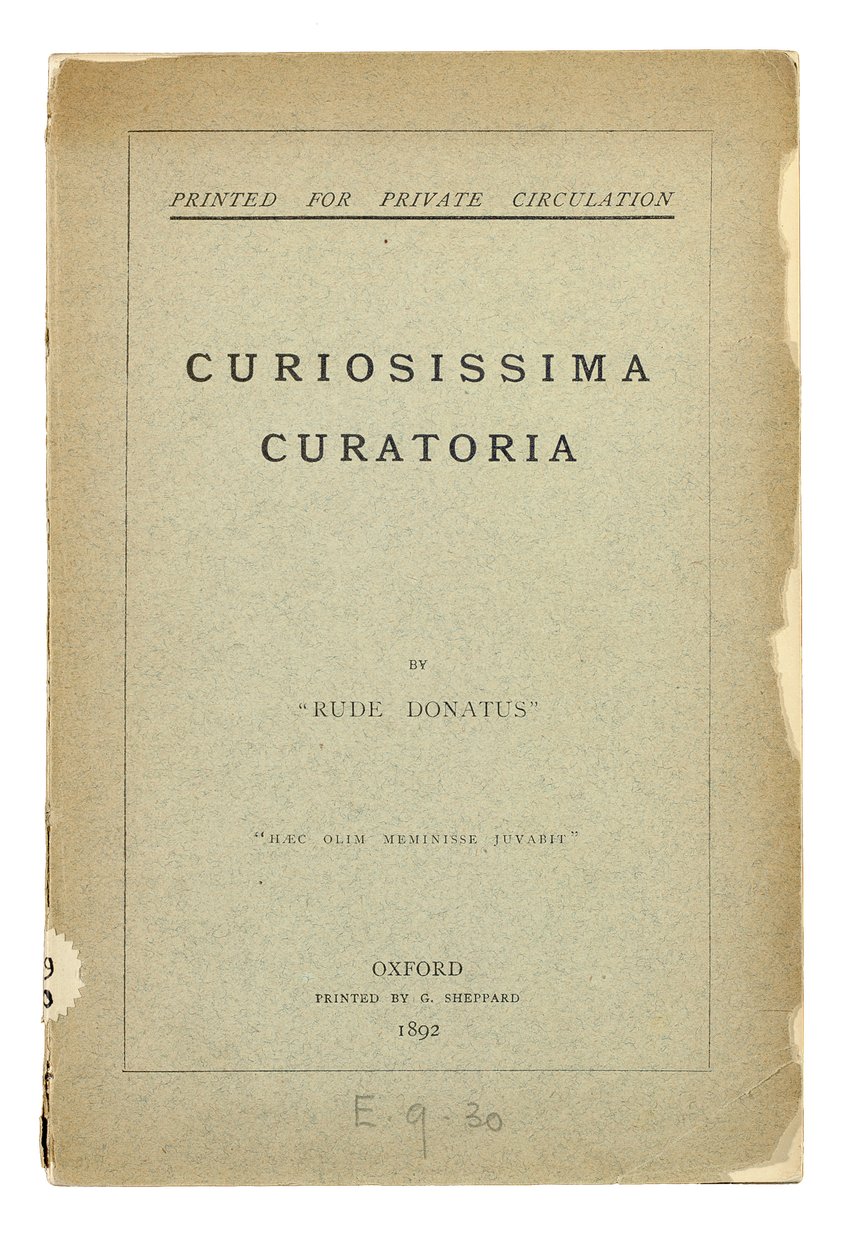 Rude Donatus, Oxford, Curiosissima Curatoria -julkaisun nimisivu tekijältä Charles Lutwidge Dodgson