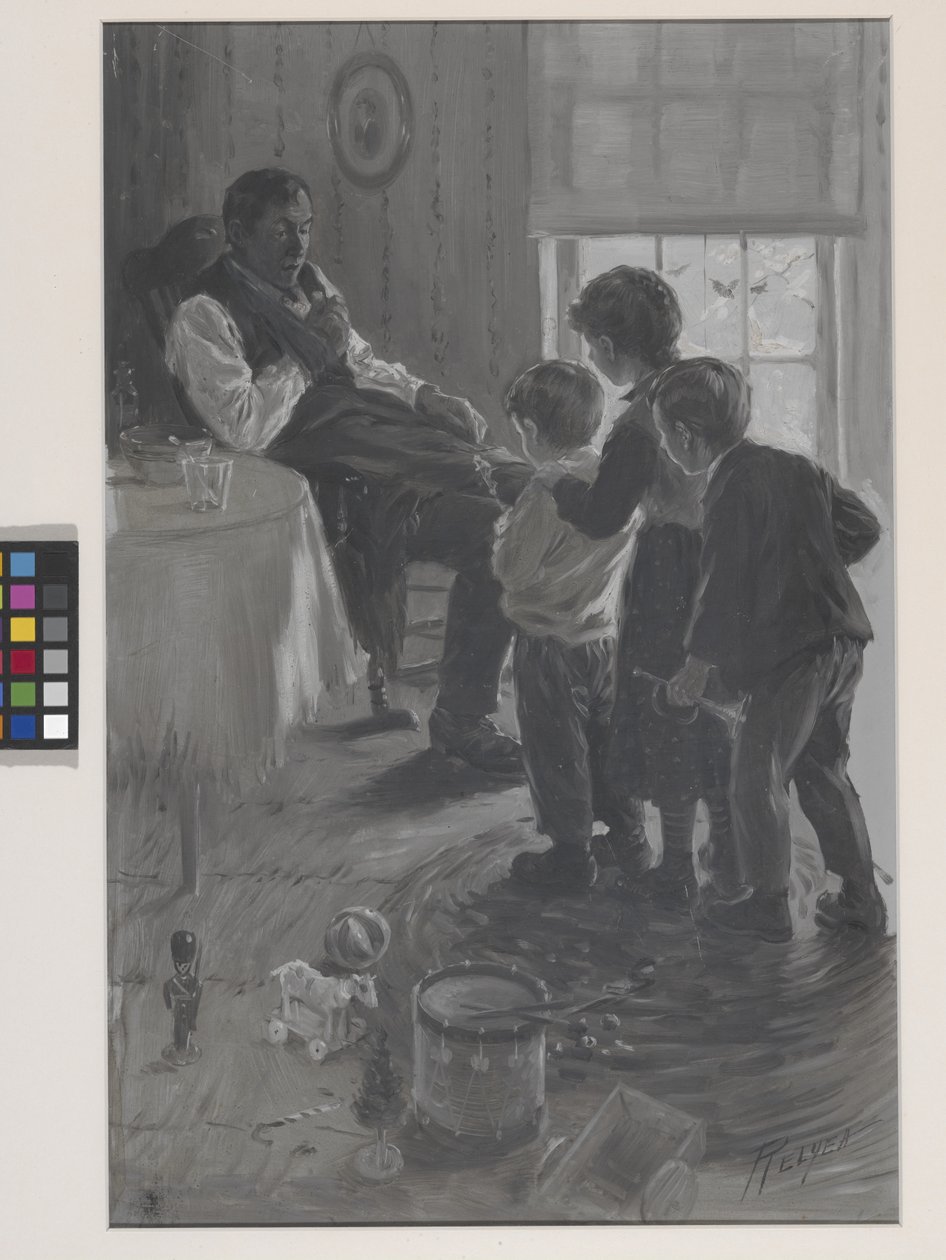 Etukappale James Whitcomb Rileyn "A viallinen joulupukki" tekijältä Charles M. Relyea