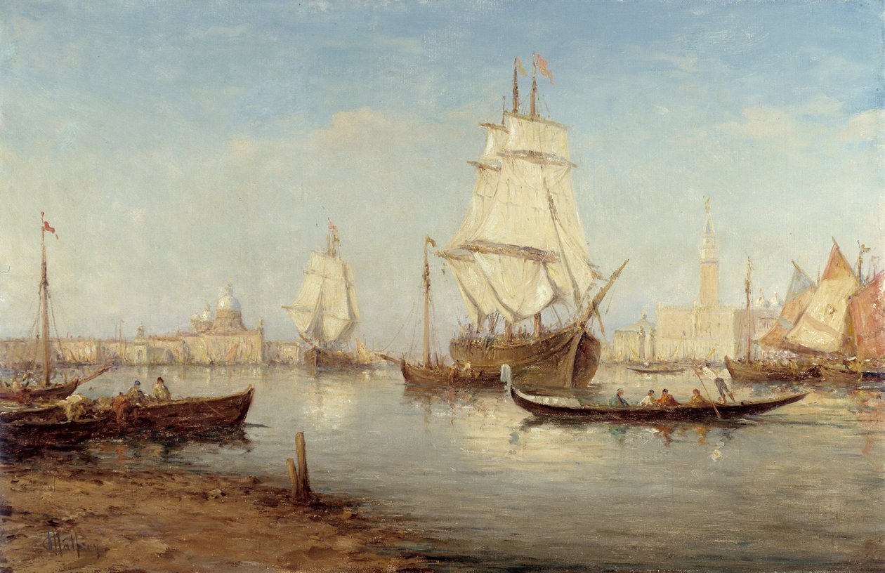 Galleonit ja gondolit San Marcon altaassa (Pyhä Markus Venetsia) Charles Malfroyn maalaus (1862-1918) Pakollinen maininta: Kokoelman perustan terveisiä Provencesta, Marseillesta tekijältä Charles Malfroy