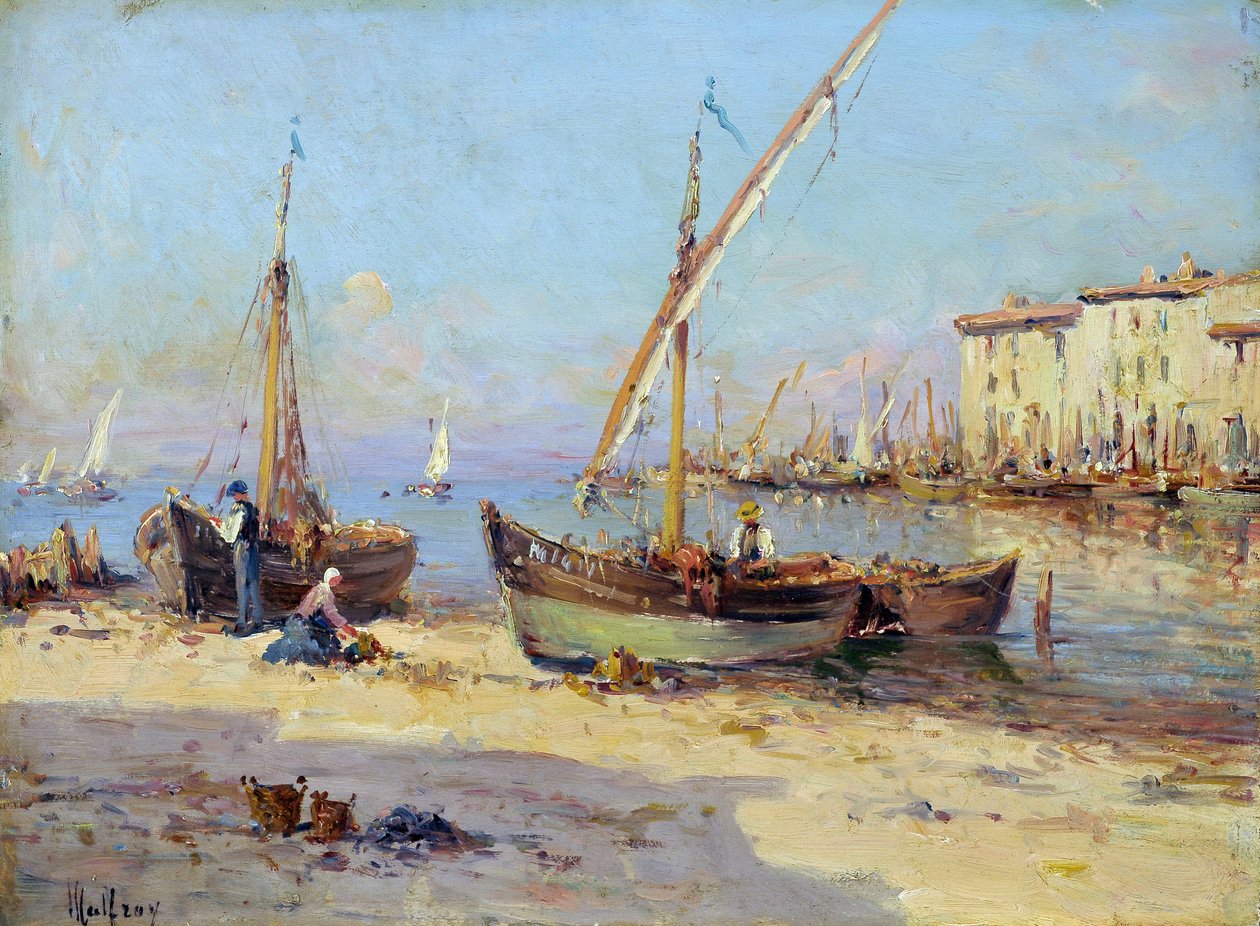 Näkymä Martiguesista. Charles Malfroyn (1862-1918) maalaus. Öljy puulle. Mitat: 29,5 x 40 cm. Pakollinen maininta: Collection fondation regards de Provence, Marseille tekijältä Charles Malfroy