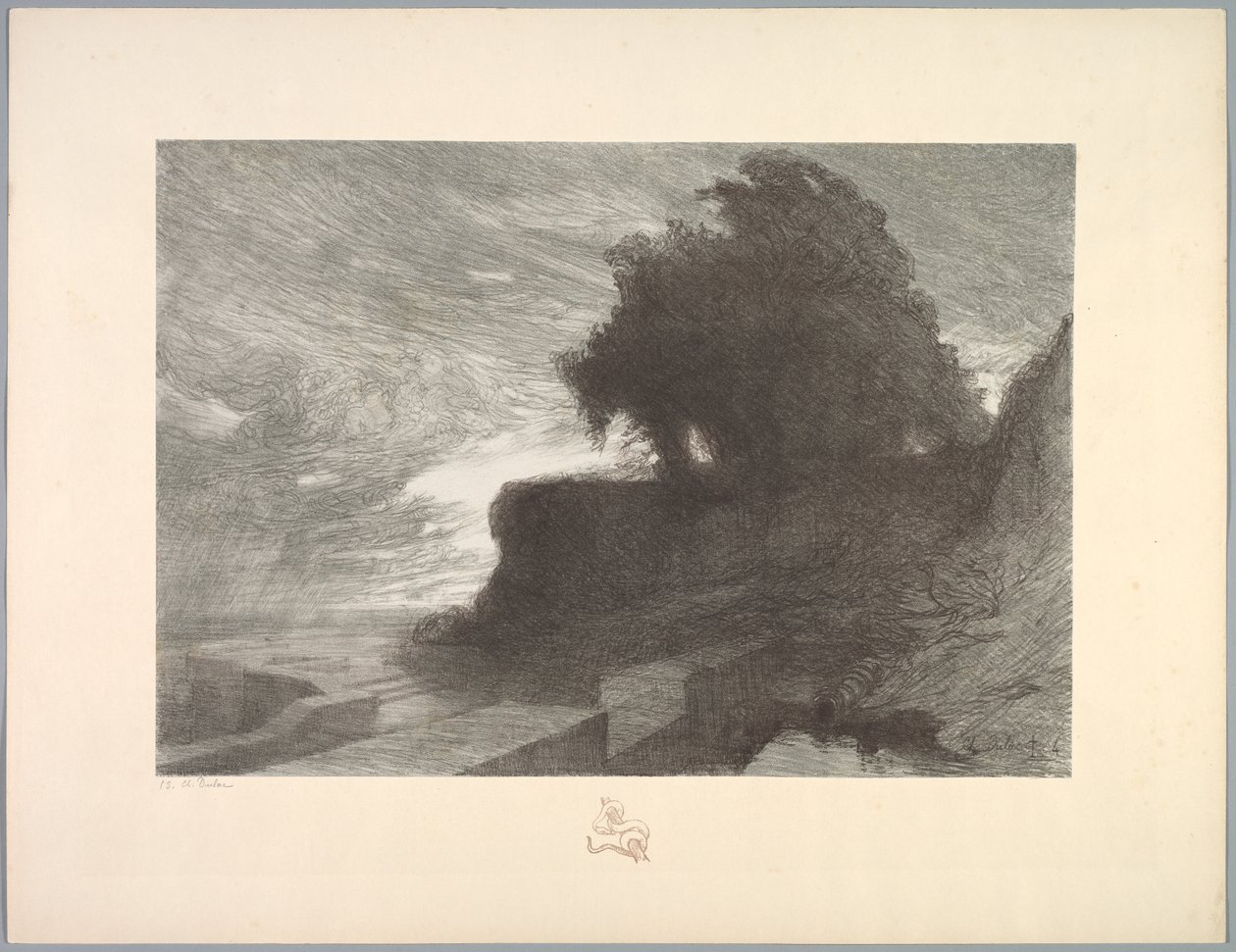 Maisemasarja: Maisema, levy 4, muistiinpano, käärme, 1892-1893. tekijältä Charles Marie Dulac