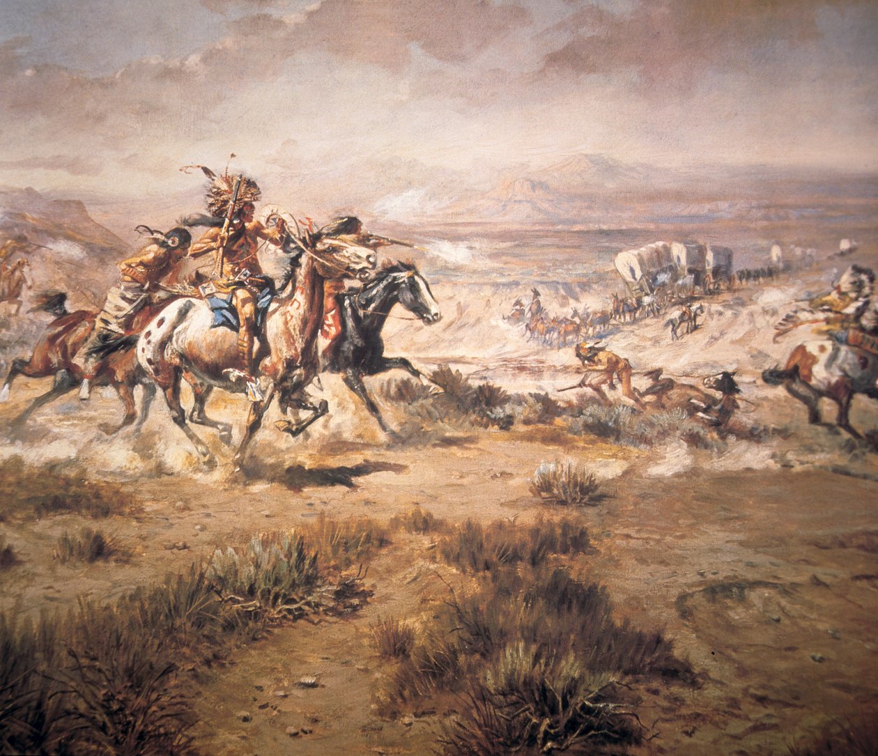 Hyökkäys vaunujunaan tekijältä Charles Marion Russell